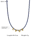Deep blue lapis lazuli beaded necklace with golden LOVE letter charms in stainless steel - Deep Blue Lapis Color Style (13-30-2)