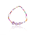Detail of colorful bohemian beaded bracelet with freshwater pearls and evil eye charms - Style 5