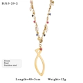 Collana in acciaio dorato con perline colorate, perle e ciondolo a pesce - Stile Ciondolo Pesce Piccolo (13-29-2)