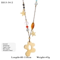Collana lunga boho con turchese, occhio di tigre e ciondolo a forma di fiore - Stile Ciondolo Fiore (13-34-2)