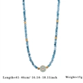 Detailed view of evil eye pendant on matte blue beaded necklace with 41-46cm length - Blue-Green Style (Style 2)