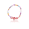 Detail of bohemian beaded bracelet featuring red evil eye charms and irregular pearls - Style 6
