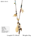 Collana lunga boho in acciaio inossidabile con pietre naturali e ciondoli marini - Stile Ciondolo Elemento Marino (13-34-3)