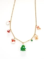 Detailed view of Christmas charms featuring Santa and reindeer on golden link chain - Style 1