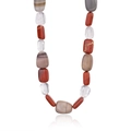 French beaded choker with natural red agate, white crystal and sardonyx stones - Red Agate Contrast Color Style (Style 1)