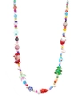Detailed close-up of colorful Christmas beads necklace with Santa and tree charms - Multicolor Handmade Beaded Mixed Style (Style 3)