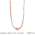 Pink evil eye beaded necklace with colorful pastel stones and gold-tone chain link - Macaron Multicolor Style (Style 3)