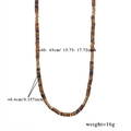 Détails du collier en pierre d'œil de tigre avec mesures de longueur et de poids - Style 7 (Oeil de Tigre Parallélépipède)