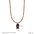Detailed specs of fish pendant necklace with red beads and natural stone dimensions - Black Agate