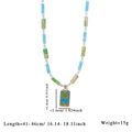 Collar de piedras naturales azules con colgante de tarot de sol y olas dorado - Azul Cielo/Patrón de Sol (Style 1)