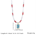 Collar de piedras coloridas con colgante tarot azul cielo y diseño de mano con corazón - Rojo y Blanco/Patrón de Mano de Corazón (Style 2)