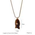 Dettaglio del ciondolo a forma di pesce in occhio di tigre 25x11mm con catena a scatola - Tiger Eye (style-8)