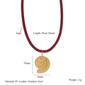 Detailed size chart for red leather necklace with gold stainless steel snail pendant - Wine Red Cord Conch Pendant (C)
