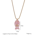Detail van vis hanger ketting met afmetingen 25mm bij 11mm en specificaties van de lengte - Roze (Style-4)