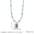 Collar étnico de cuentas con piedras de colores y colgante de carta de tarot corazón - Cerceta y Blanco/Patrón de Luna de Corazón (Style 4)