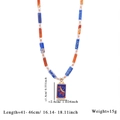 Boheemse kleurrijke stenen kralenketting met blauwe zon en maan tarot hanger - Blauw en Oranje/Zon Maanpatroon (Style 6)