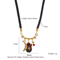 Detailed dimension guide for leather cord necklace with moon and cross pendants - Black Style (style-1)