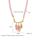 Detailed size specifications for a leather cord necklace with sea horse and stone pendants - Pink Style (style-2)