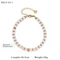 Moonstone and gold stainless steel beaded bracelet with zircon heart charm and extender - Moonstone Style (13-33-1)