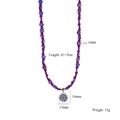 Collana di perle etnica con perline occhio blu e ciondolo a fiore da donna - Stile Ciondolo a Goccia d'Acqua con Perline Rosse e Blu (Style-2)