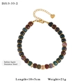 Indian Agate beaded bracelet with gold stainless steel heart charm and lobster clasp - Indian Agate Style (13-33-2)