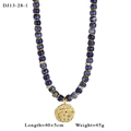 Blue natural stone Libra zodiac necklace with 18K gold hammer-textured pendant - Libra Blue Style (13-28-1)