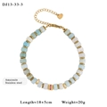 Bohemian gold stainless steel bracelet with blue amazonite beads and pink crystal charm - Amazonite Style (13-33-3)