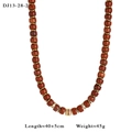 Retro 18K gold stainless steel necklace with reddish-brown beads and golden spacer - Red-Brown Beaded Style (13-28-2)