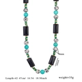 Dettaglio della collana di perle multi-materiale con pietre maculate e agata nera - Stile Perline in Pietra Macchiata (8-60-Style 1)