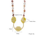 Detailed view of handmade beaded necklace with natural stones and gold metal ring - Colorful Natural Stone (Style-1)