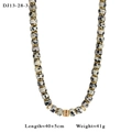 Dalmatian Jasper stone necklace with 18K gold plated charms, 40+5cm length, 41g - Dalmatian Jasper Grey Style (13-28-3)