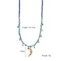 Detail view of colorful moon pendant and beaded necklace with 110+5cm length specs - Moon Pendant Style (Style 2)