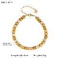 Golden stainless steel bracelet with yellow topaz cylinder beads and zircon spacers - Yellow Jade Style (13-33-5)