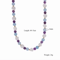 Dettaglio della collana di perle colorate che mostra la lunghezza 40+5cm e perle da 6mm - Perline di Cristallo Sfaccettate Viola (Style 2)