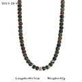 Retro 18K gold stainless steel necklace with multi-colored natural stone beads - Dark Green Red-Brown Style (13-28-4)