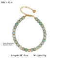 Golden stainless steel bracelet with green aventurine beads and heart charm - Aventurine Style (13-33-6)