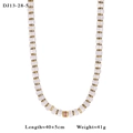 Beaded 18K gold stainless steel necklace with white stones and crystal accents - White Translucent Barrel Style (13-28-5)