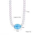 Dettaglio della collana di perle con ciondolo ovale blu e misure di 40+5cm di lunghezza - Perla Artificiale Perlina Blu Irregolare (Style 2)