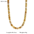 18K gold stainless steel necklace with natural yellow stone beads and red crystal pendant - Yellow Cream Brown Style (13-28-6)