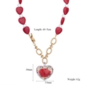 Dettaglio della collana a cuore misura 48+5cm e dimensioni ciondolo in vetro 30mm - Stile Ciondolo a Cuore Rosa in Vetro Trasparente (8-63)