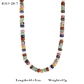 Colorful natural stone beaded necklace with 18K gold pendant and adjustable chain - Multicolor Mixed Beaded Style (13-28-7)