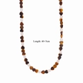 Dettaglio collana con cuore occhio di tigre e perle, lunghezza regolabile 40+5 cm - Perline a Cuore Occhio di Tigre (Style 2)