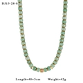 18K gold plated beaded necklace with light green stones and hollow golden pendant - Light Green Classical Style (13-28-8)