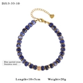 Blue and white spotted stone beaded bracelet with golden stainless steel heart charm - Blue Spot Stone Style (13-33-10)
