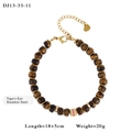 Handmade tiger's eye beaded bracelet with gold stainless steel finish and adjustable chain - Tiger's Eye Style (13-33-11)