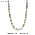 18K gold stainless steel beaded necklace with blue and white stones and 40+5cm chain - Light Blue Cream Gold Style (13-28-10)