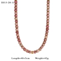 Pink natural stone beaded necklace with 18K gold plated charms, 40+5cm length - Pink Ore Frosted Style (13-28-11)