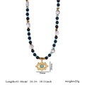 Ethnic beaded evil eye necklace with blue stones and tiger eye on stainless steel chain - Blue Black Beaded Style (Style 1)