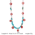 Bunte Türkis-Halskette mit rotem Blumenanhänger und goldenen Zwischenperlen 41-46cm - Stil 1 (Style 1)