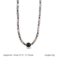 Beaded necklace with 12mm black onyx, spotted stone and blue beads in 40-45cm length - Dalmatian Stone Black Agate Beaded Style (Style 1)